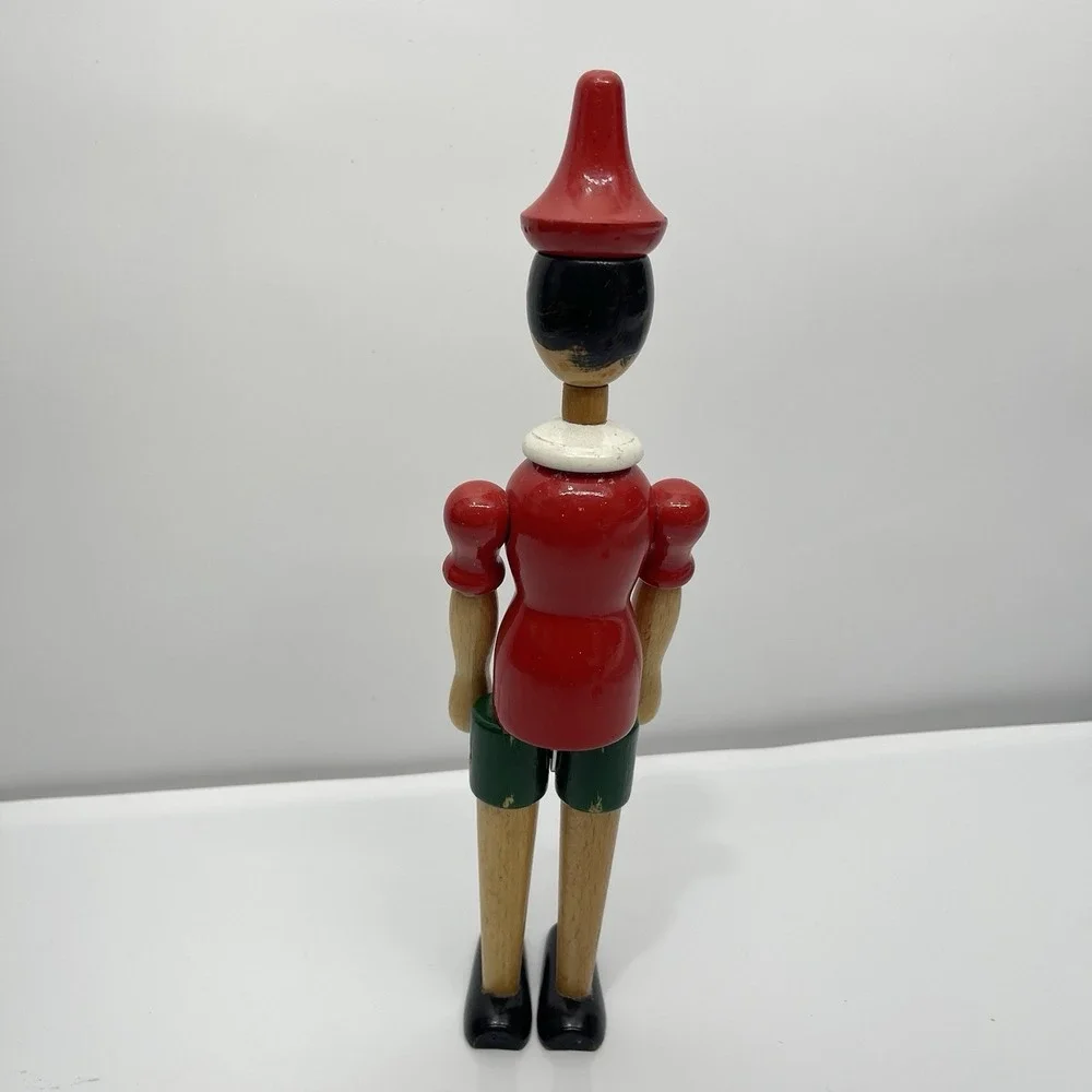 VTG Wooden Pinocchio Puppet Statue Doll Articulated Jointed Poseable Italy‎ 12